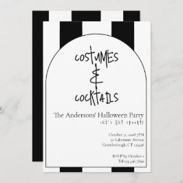 Invitación Costumes and Cocktails Halloween Party Stripe