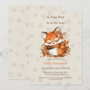 Invitación Cosy Autumn Fox Baby Shower acogedor Fiesta Woodla