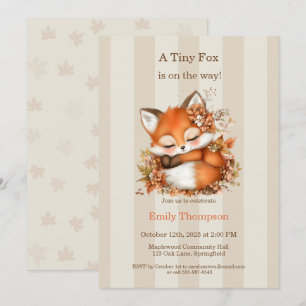 Invitación Cosy Autumn Fox Baby Shower acogedor Fiesta Woodla