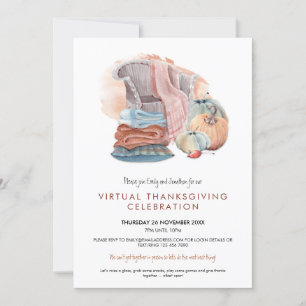Invitación Cosy Blankets Pumpkins Fiesta virtual del día de g