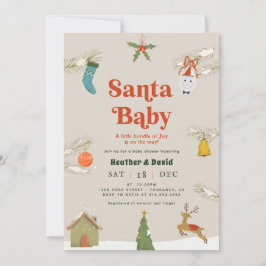 Invitación Cosy Santa Baby Holiday Baby Shower