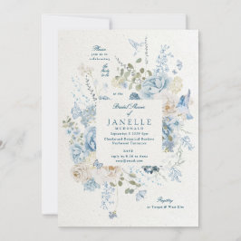 Invitación Cotswolds Blue Winter Florals Bridal Shower