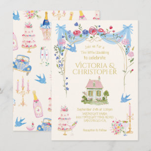 Invitación Cottage de boda caprichoso y pequeño