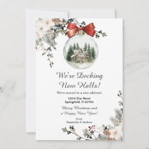 Invitación Cottage de Burbuja de Navidad Floral de Invierno N