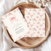Cottage Floral Pink Bow Baby Shower de Niña