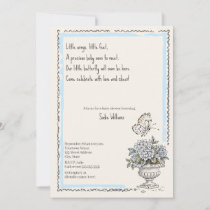 Invitación Cottagecore Coquette Niña Ducha de Bebé Mariposa
