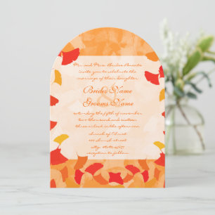 Invitación Cottagecore Coral Naranja Rojo Caída Boda