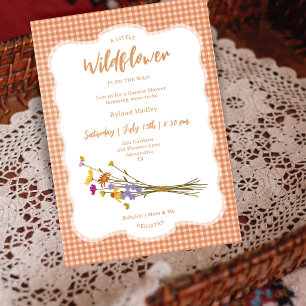 Invitación Cottagecore Flores Silvestres de Otoño Gingham Bab
