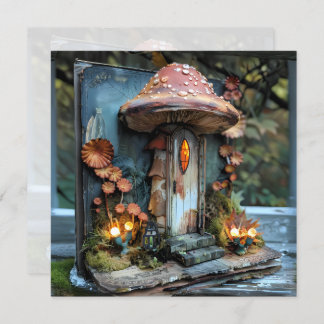 Invitación Cottagecore Mushroom Blue Book Journal Scrapbook