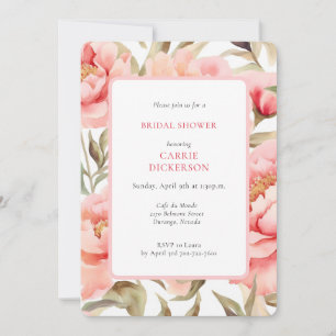 Invitación Cottagecore Rubor Floral Bridal Shower con código 