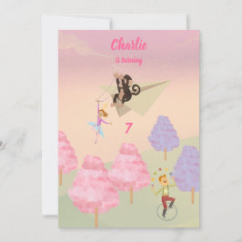 Invitación Cotton Candy Monkey Jump cumpleaños