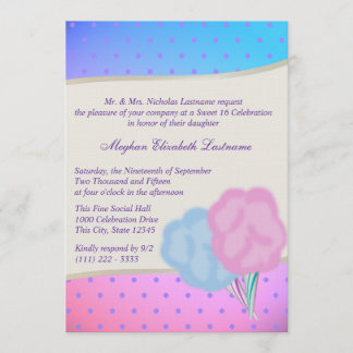 Invitación Cotton Candy Sweet Dieciséis Cumpleaños