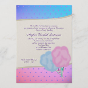 Invitación Cotton Candy Sweet Dieciséis Cumpleaños