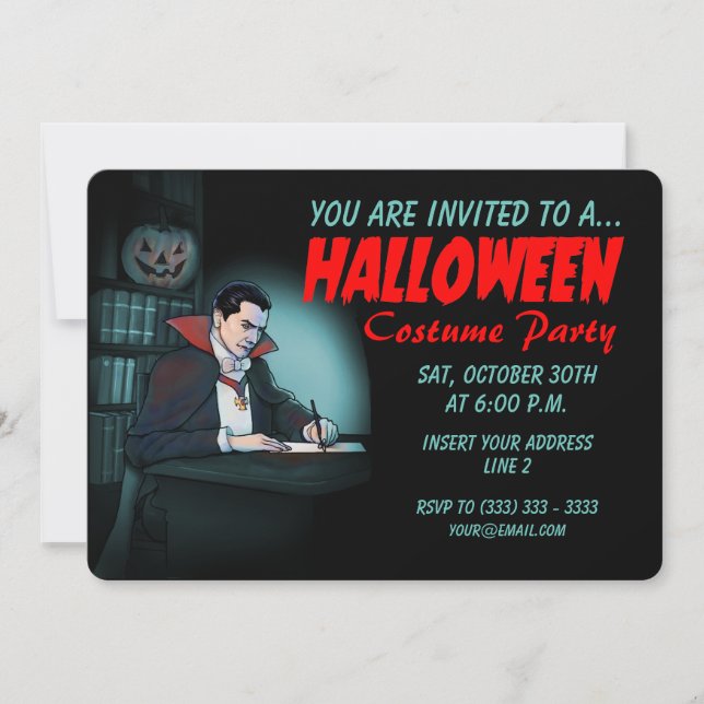 Invitación Count Dracula invita a la fiesta de Halloween (Anverso)