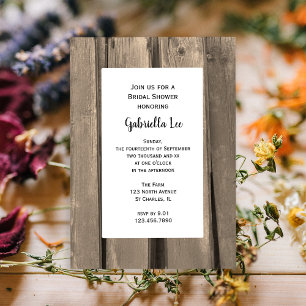 Invitación Country Barn Wood Bridal Shower