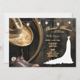 Invitación Country Boots Gorra y Barnwood Bridal Shower