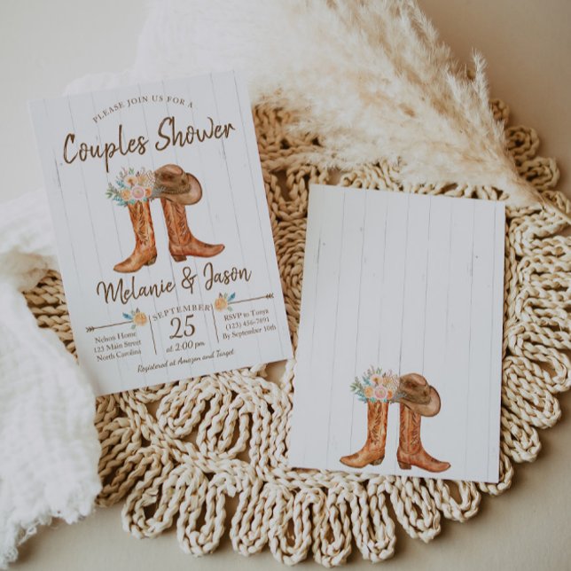 Invitación Country Boots Parejas Co-Ed Bridal Shower (Subido por el creador)