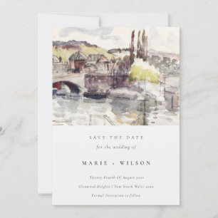 Invitación Country Bridge Riverside Watercolor Guardar La Fec