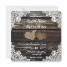 Country Burlap Hearts Floral Lace Wood Boda