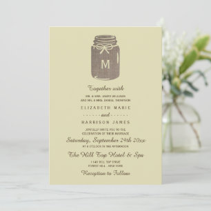 Invitación Country Burlap Mason Jar Boda