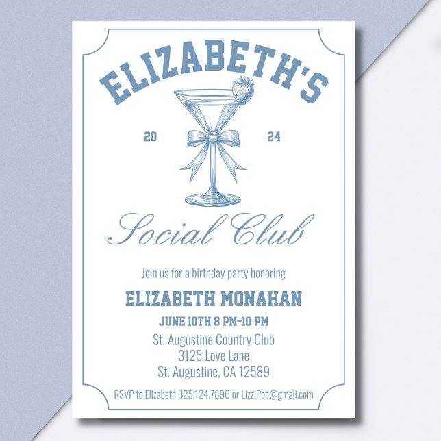 Invitación Country Club Martini Social Club Fiesta de cumplea (Subido por el creador)