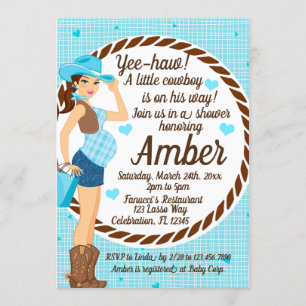 Invitación Country CowGirl Baby Shower