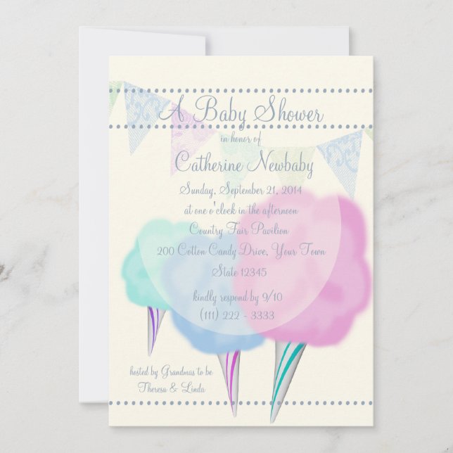 Invitación Country Fair Cotton Candy Baby Shower (Anverso)