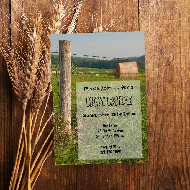 Invitación Country Farm Hayride (Invite friends for a fun Fall gathering with this charming and rustic Hayride Invitation.)