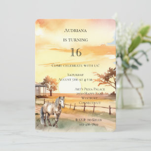 Invitación Country Farm Sunset Horse Cumpleaños