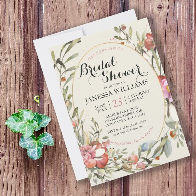 Invitación Country Garden Floral Bridal Shower Invitation  (PRETTY COUNTRY GARDEN FLORAL BRIDAL SHOWER INVITATION
)