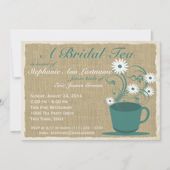 Invitación Country Garden Tea Fiesta (Anverso)