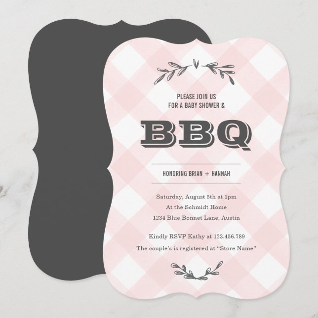 Invitación Country Gingham Baby Shower (Anverso / Reverso)