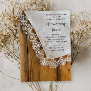 Invitación Country Lace Barn Fiesta Homecoming Dance