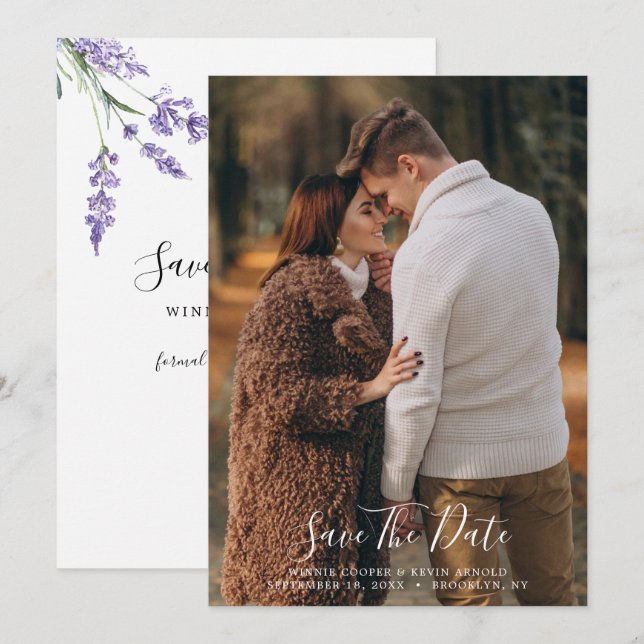 Invitación Country Lavender Save the Date (Anverso / Reverso)