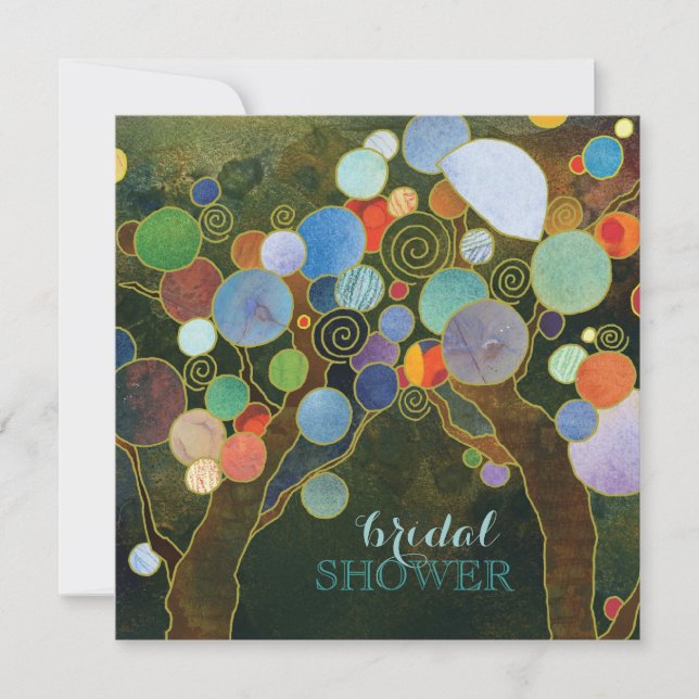 Invitación Country Love Trees Blue Bridal Shower (Anverso)