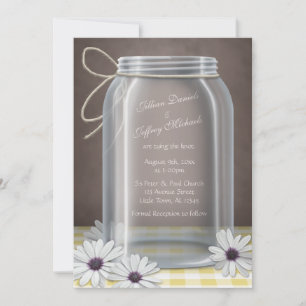 Invitación Country Mason Jar Daisy Boda marrón amarillo