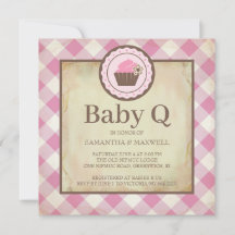 Country Pink Gingham and Cupakes Baby Q Picnic
