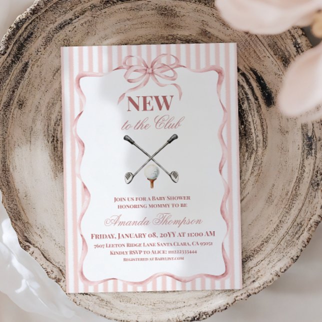 Invitación Country Pink Girl New to the Club Golf Baby Shower (Subido por el creador)