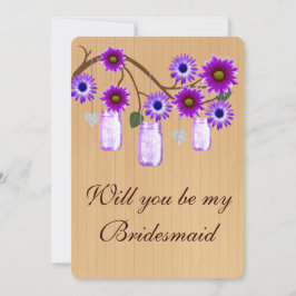 Invitación Country Rusple Purple Mason Jars Bridesmaid Card