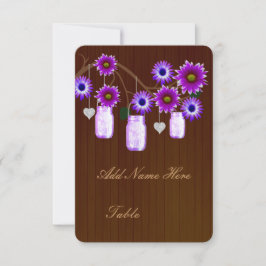 Invitación Country Rusple Purple Mason Jars Table Place Card
