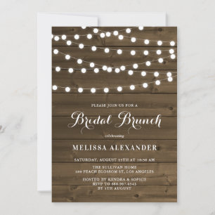 Invitación Country Rustic String ilumina Wood Bridal Brunch