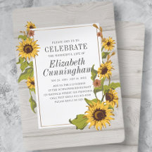 Country Rustic Sunflower Floral Woodsy Memorial