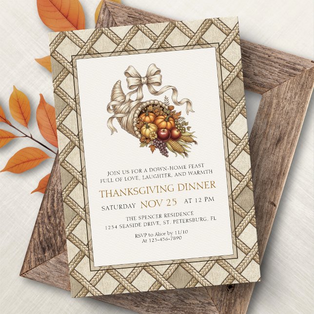 Invitación Country Rustic Thanksgiving Dinner Invitation (Subido por el creador)