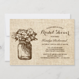 Invitación Country Rústico Mason Jar Bridal Shower Card