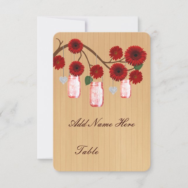 Invitación Country Rústico Mason Jars Table Place Card (Anverso)