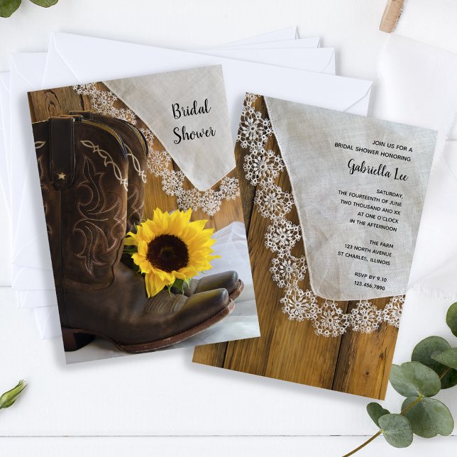 Invitación Country Sunflower and Lace Western Bridal Shower (Subido por el creador)