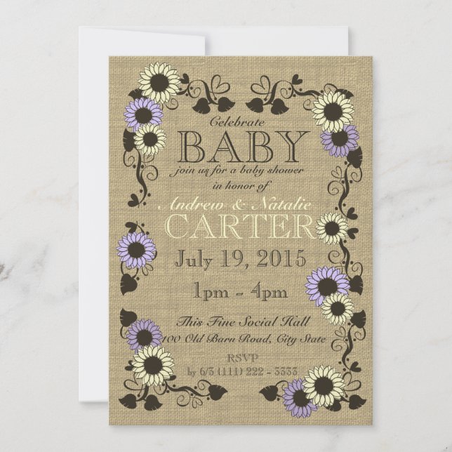 Invitación Country Sunflower Baby Shower (Anverso)