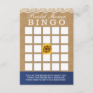 Invitación Country Sunflower Burlap Briower Shower Bingo Card