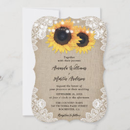 Invitación Country Sunflower Burlap Floral Lace Boda
