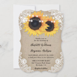 Invitación Country Sunflower Burlap Floral Lace Boda